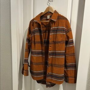 Duluth Trading Co Orange Lightweight Plaid Shirt Jacket